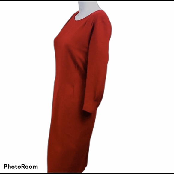 Lafayette Sheath Dress Lipstick Red Size 10 Virgin Wool Lined - Picture 3 of 3